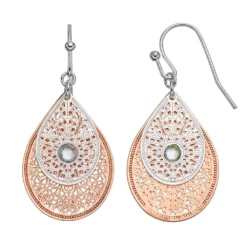 LC Lauren Conrad Two-Tone Filigree Double Teardrop Earrings