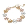 LC Lauren Conrad Tri Tone Textured Flower Bracelet -Fashion Women 2810004
