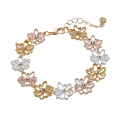 LC Lauren Conrad Tri Tone Textured Flower Bracelet