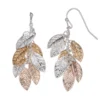 LC Lauren Conrad Tri Tone Leaf Cluster Nickel Free Drop Earrings -Fashion Women 3006923
