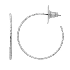 LC Lauren Conrad Nickel Free Textured Silver Tone Hoop Earring