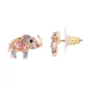 LC Lauren Conrad Rose Gold Tone Rainbow Simulated Stone Elephant Nickel Free Stud Earrings -Fashion Women 3512739