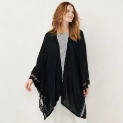 Fashion Women 9 Women's LC Lauren Conrad Lace-Trimmed Ruana