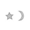 LC Lauren Conrad Sterling Silver Lab-Created White Sapphire Moon & Star Mismatch Stud Earrings -Fashion Women 3763008