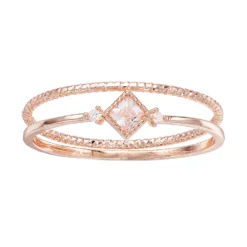 LC Lauren Conrad Rose Gold Tone Ring Set