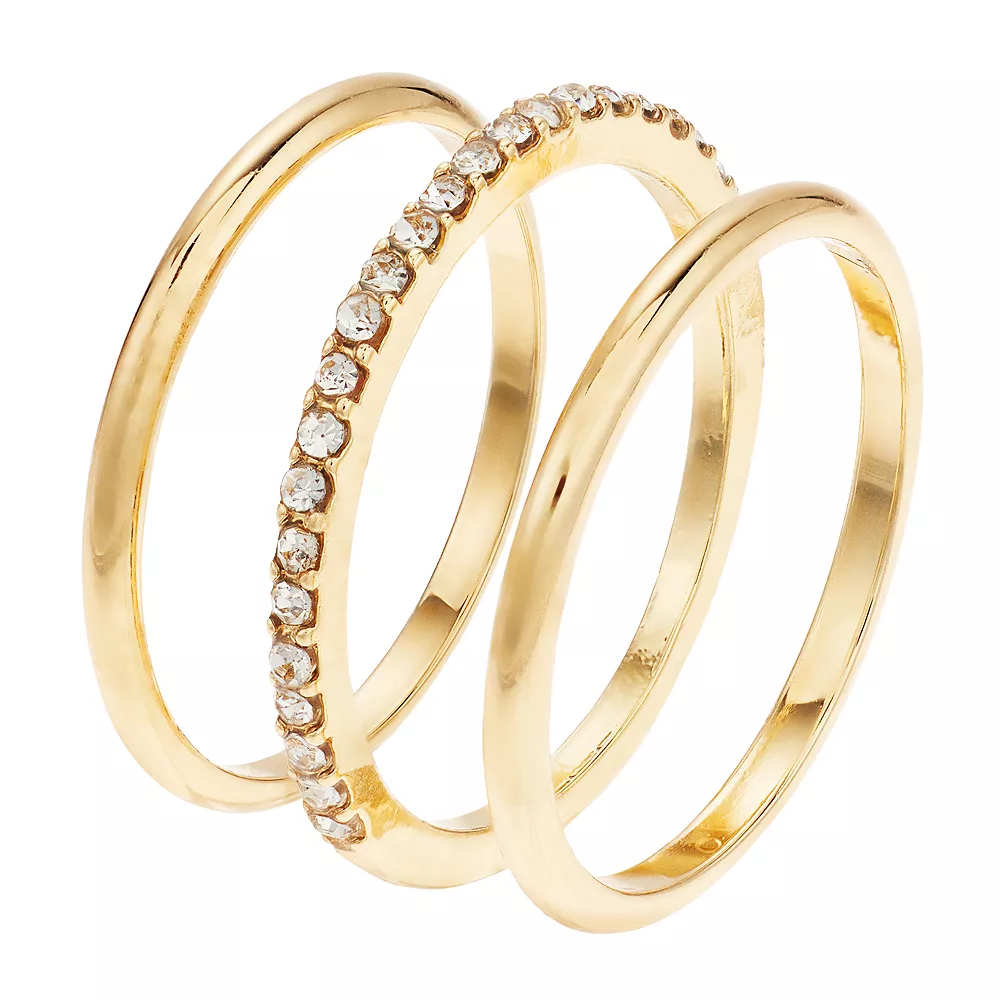 LC Lauren Conrad 3-piece Pave Band Midi Ring Set 5 LC Lauren Conrad 3-piece Pave Band Midi Ring Set - Image 3