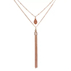 LC Lauren Conrad Simulated Crystal & Fringe Multi Strand Necklace