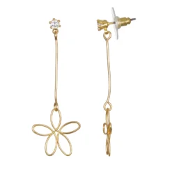 LC Lauren Conrad Gold Tone Wire Flower Drop Earrings