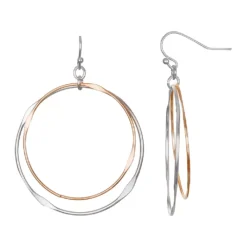 LC Lauren Conrad Two Tone Hoop Nickel Free Drop Earrings