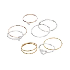 LC Lauren Conrad Two Tone Heart Motif Regular & Midi Ring Set