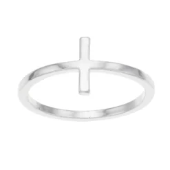 LC Lauren Conrad Silver Tone Sideways Cross Ring