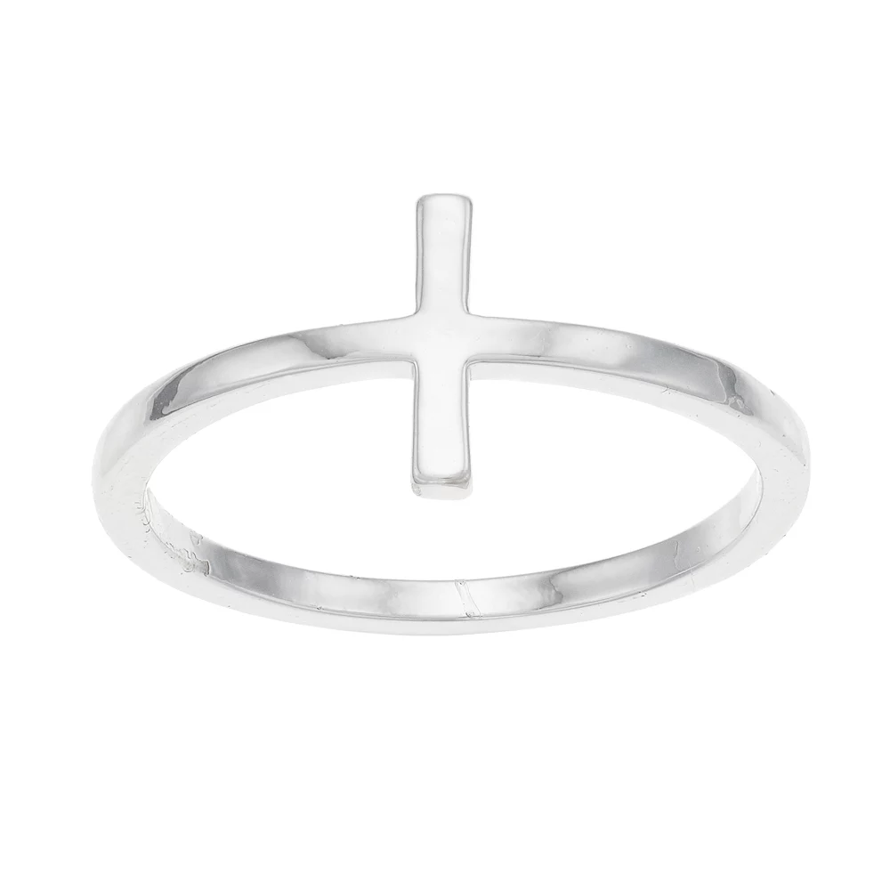 LC Lauren Conrad Silver Tone Sideways Cross Ring 3 LC Lauren Conrad Silver Tone Sideways Cross Ring