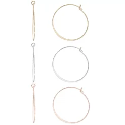 LC Lauren Conrad Multi Tone Hammered Nickel Free Hoop Earring Set