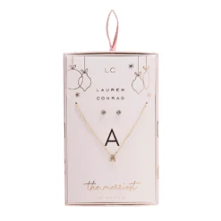 LC Lauren Conrad Monogram Nickel Free Necklace & Stud Earring Set -Fashion Women 4506910 ALT2