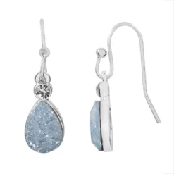 LC Lauren Conrad Silver Tone Crackled Simulated Crystal Nickel Free Teardrop Earrings
