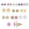 LC Lauren Conrad Gold Tone Floral Simulated Crystal Stud Earring Set -Fashion Women 4646157
