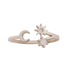 LC Lauren Conrad Rose Gold Tone Cubic Zirconia Sun Moon & Star Ring