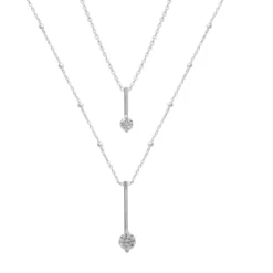 LC Lauren Conrad Cubic Zirconia Embellished Chain Two-Row Necklace