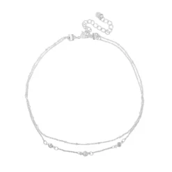 LC Lauren Conrad Silver Tone Cubic Zirconia 2-Row Choker Necklace