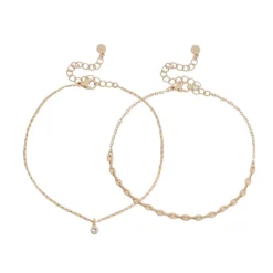 LC Lauren Conrad Gold Tone Fancy Chain Anklet Set