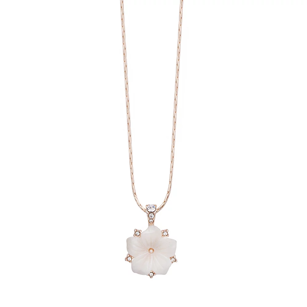 LC Lauren Conrad Rose Gold Tone & White Flower Pendant Necklace 3 LC Lauren Conrad Rose Gold Tone & White Flower Pendant Necklace