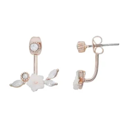 LC Lauren Conrad Rose Gold Tone & White Floral Ear Jacket