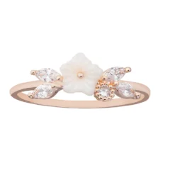 LC Lauren Conrad Rose Gold Tone & White Flower Ring