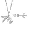 LC Lauren Conrad Sterling Silver Cubic Zirconia Stud Earrings & Initial Pendant Necklace Set -Fashion Women 4997548 Sterling Silver M