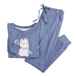 Petite LC Lauren Conrad Cozy Long Sleeve Pajama Top & Banded Bottom Pajama Pants Set -Fashion Women 5034450 ALT5