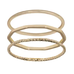 LC Lauren Conrad Gold Tone Polished & Textured Ring Set