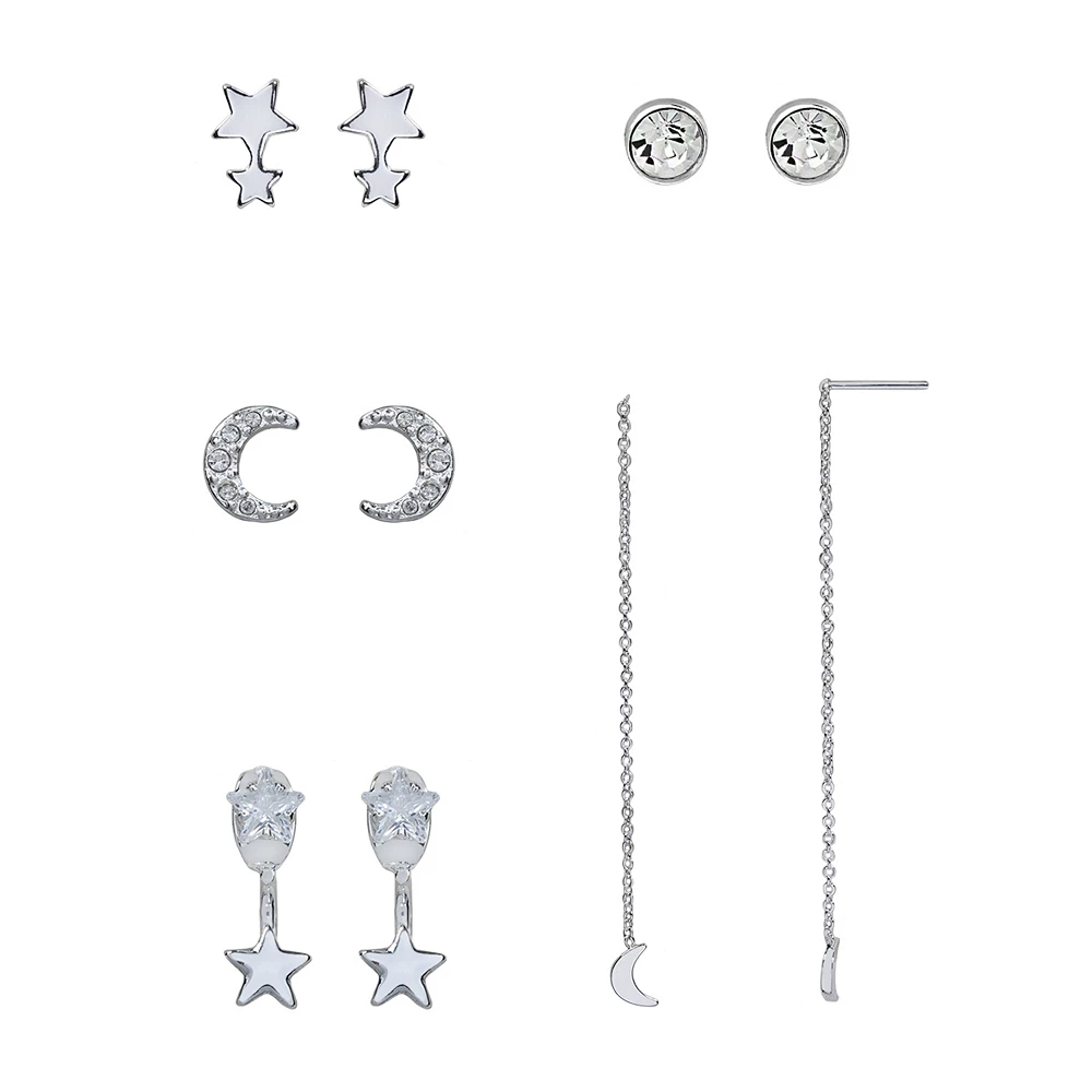 LC Lauren Conrad 5-pack Silver-Tone Celestial Earring Set 2 LC Lauren Conrad 5-pack Silver-Tone Celestial Earring Set
