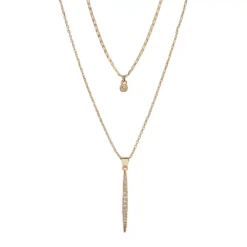 LC Lauren Conrad 2-Row Cubic ZIrconia Pave Stick Pendant Necklace