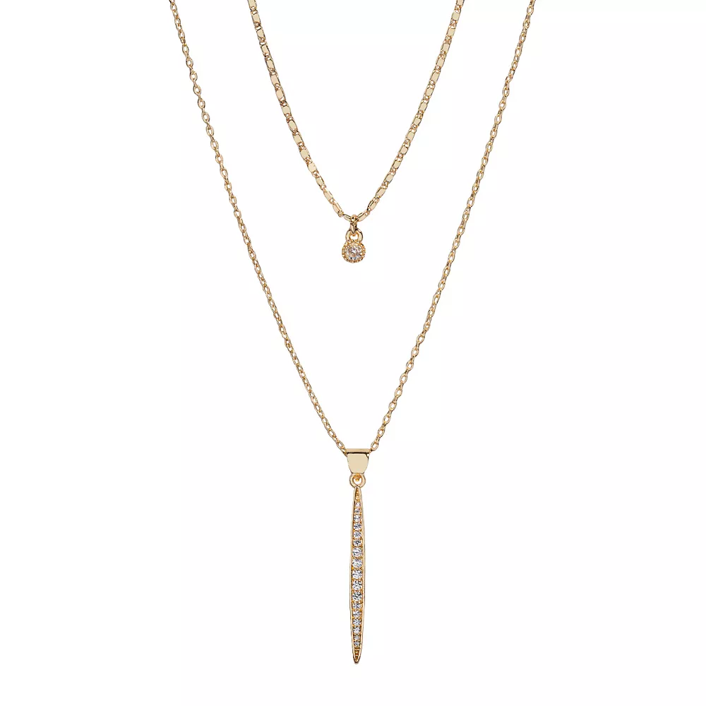 LC Lauren Conrad 2-Row Cubic ZIrconia Pave Stick Pendant Necklace 3 LC Lauren Conrad 2-Row Cubic ZIrconia Pave Stick Pendant Necklace