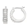 LC Lauren Conrad Baguette Hoop Earrings -Fashion Women 5218519 Silver Tone