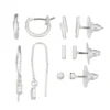 LC Lauren Conrad Stud, Huggie Hoop & Threader Earring Set -Fashion Women 5218529 Silver Tone