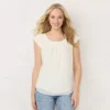 Women's LC Lauren Conrad Pleated Scoopneck Top 2 Women's LC Lauren Conrad Pleated Scoopneck Top -Fashion Women 5235073 Marshmallow Hearts