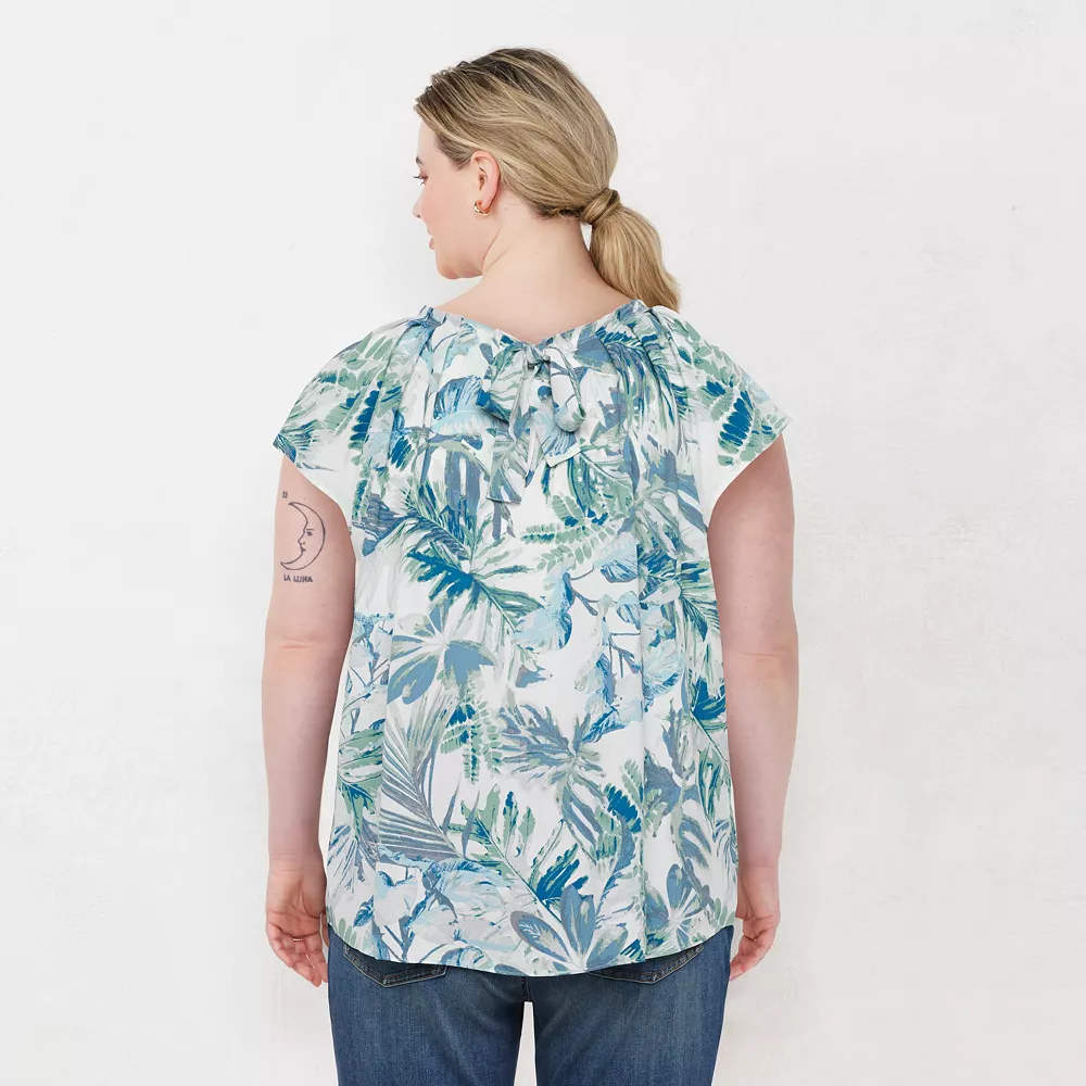 Plus Size LC Lauren Conrad Pleated Flowy Cap-Sleeve Top 4 Plus Size LC Lauren Conrad Pleated Flowy Cap-Sleeve Top - Image 2