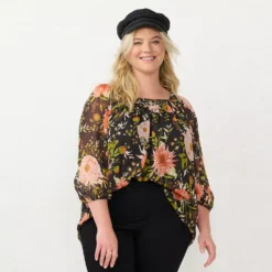 Plus Size LC Lauren Conrad Squareneck Peasant Top