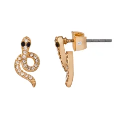 LC Lauren Conrad Gold Tone Simulated Crystal Twisted Snake Nickel Free Earrings