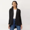 Petite LC Lauren Conrad Layering Long Cardigan 2 Petite LC Lauren Conrad Layering Long Cardigan -Fashion Women 5583861 Dull Black