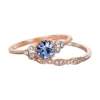 LC Lauren Conrad Rose Gold Tone Simulated Blue Crystal Ring Set -Fashion Women 5584436