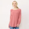 Petite LC Lauren Conrad Raglan Ruffle Tunic -Fashion Women 5608452 Pink Sheraton