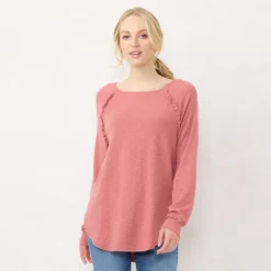 Petite LC Lauren Conrad Raglan Ruffle Tunic