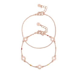 LC Lauren Conrad Rose Gold Tone Set Of Two Sun And Bead Bracelets