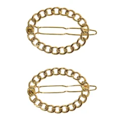 LC Lauren Conrad Gold Tone Chain Link Oval Hair Clip 2 Pack