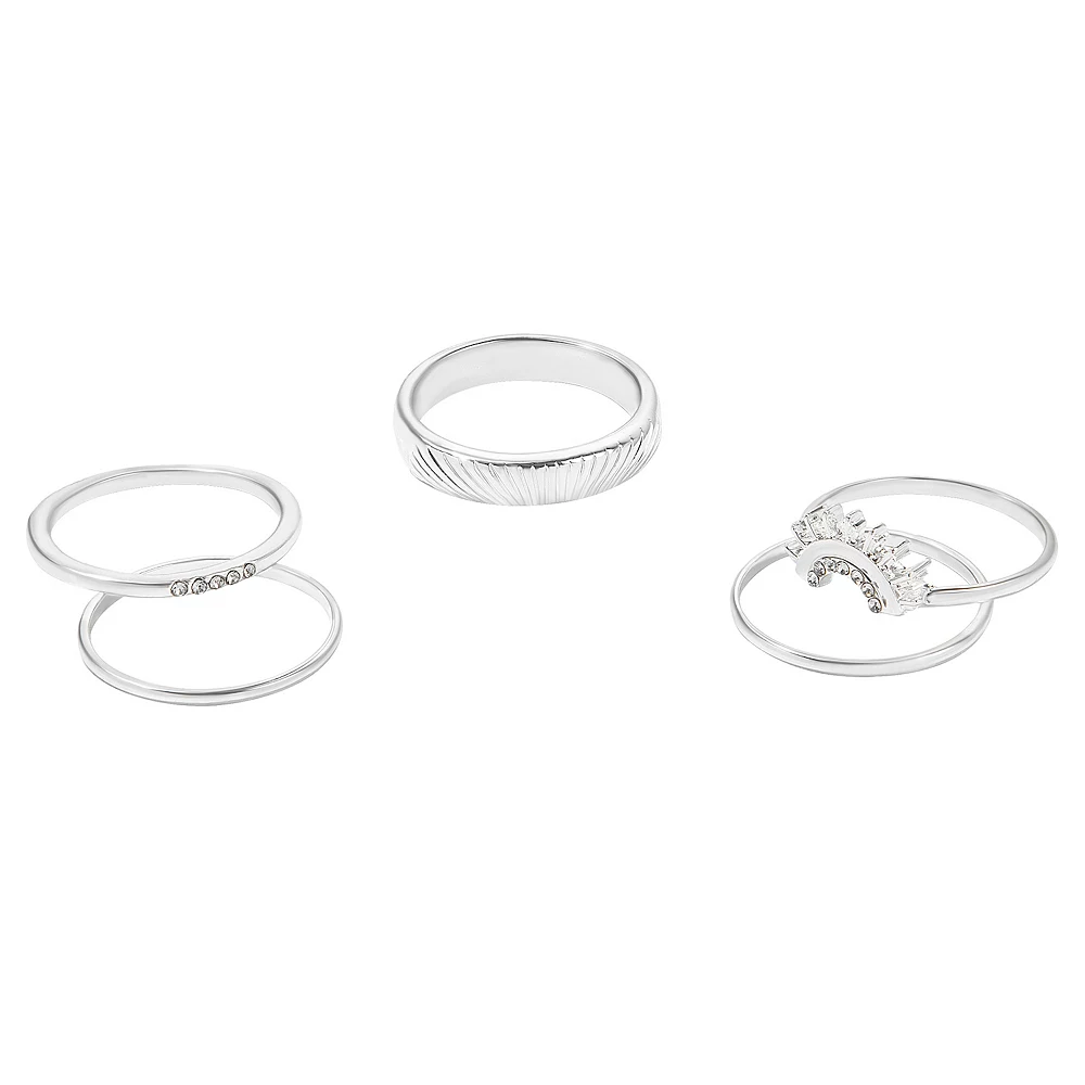 LC Lauren Conrad Crystal 5-Pack Half Sun Rings Set 3 LC Lauren Conrad Crystal 5-Pack Half Sun Rings Set