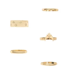 LC Lauren Conrad Gold Tone Moon & Stars 5-Pack Rings Set