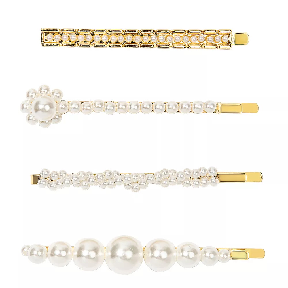 LC Lauren Conrad 4 Pack Gold Tone Mixed Simulated Pearl Bobby Pin Set 3 LC Lauren Conrad 4 Pack Gold Tone Mixed Simulated Pearl Bobby Pin Set