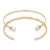 LC Lauren Conrad 2 Pack Organic Pearl Ends Engraved Cuff Bracelet Set -Fashion Women 5778658