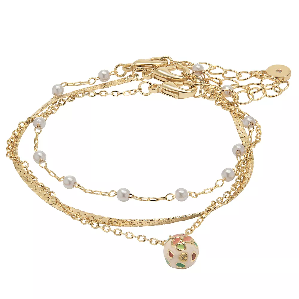 LC Lauren Conrad 3 Pack Organic Pearl & Enamel Bracelet Set 3 LC Lauren Conrad 3 Pack Organic Pearl & Enamel Bracelet Set